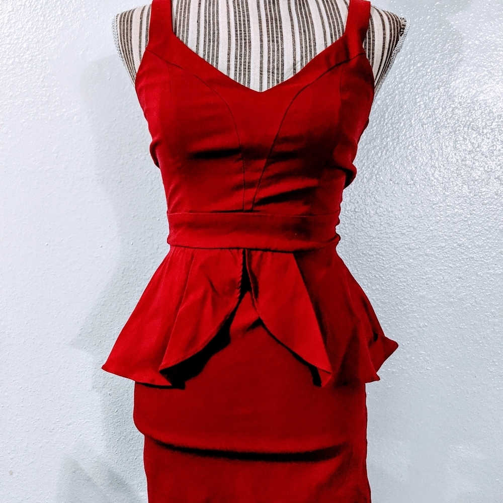 Peplum style red dress